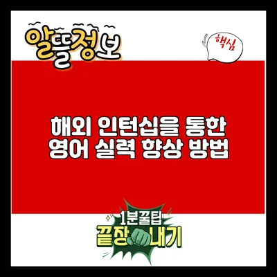 해외 인턴십을 통한 영어 실력 향상 방법