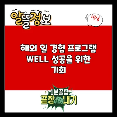 해외 일 경험 프로그램 WELL: 성공을 위한 기회