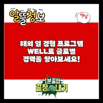 해외 일 경험 프로그램 WELL로 글로벌 경력을 쌓아보세요!