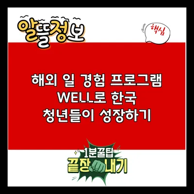 해외 일 경험 프로그램 WELL로 한국 청년들이 성장하기