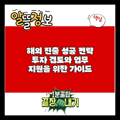 해외 진출 성공 전략: 투자 검토와 업무 지원을 위한 가이드