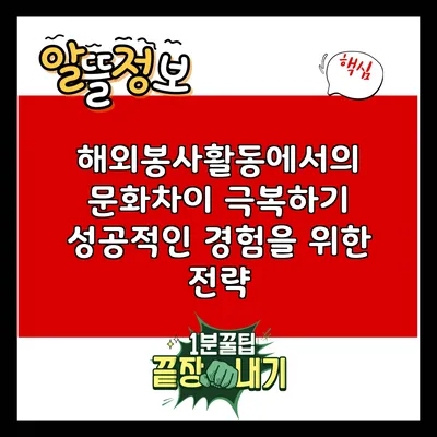 해외봉사활동에서의 문화차이 극복하기: 성공적인 경험을 위한 전략