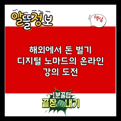 해외에서 돈 벌기: 디지털 노마드의 온라인 강의 도전