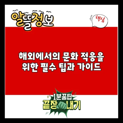 해외에서의 문화 적응을 위한 필수 팁과 가이드