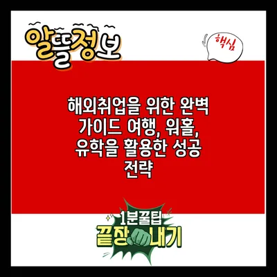 해외취업을 위한 완벽 가이드: 여행, 워홀, 유학을 활용한 성공 전략