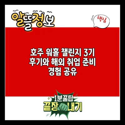 호주 워홀 챌린지 3기 후기와 해외 취업 준비 경험 공유