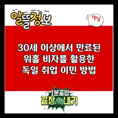 30세 이상에서 만료된 워홀 비자를 활용한 독일 취업 이민 방법