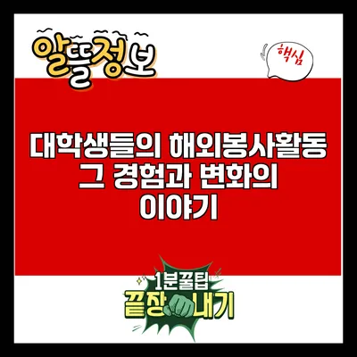 대학생들의 해외봉사활동: 그 경험과 변화의 이야기