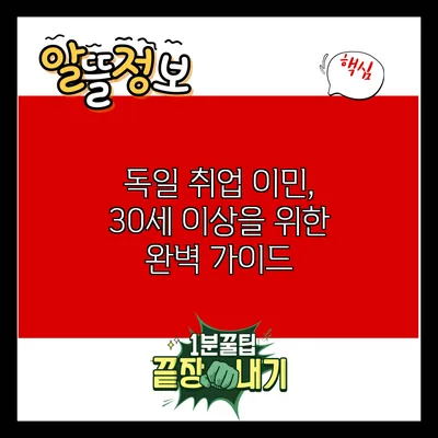 독일 취업 이민, 30세 이상을 위한 완벽 가이드