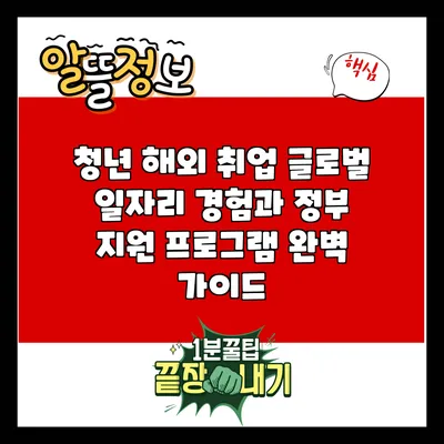 청년 해외 취업: 글로벌 일자리 경험과 정부 지원 프로그램 완벽 가이드