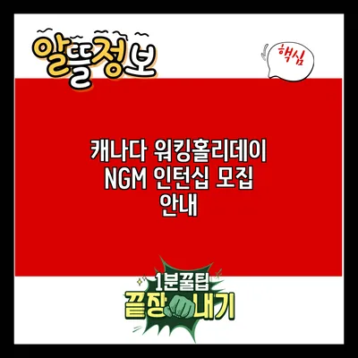 캐나다 워킹홀리데이 NGM 인턴십 모집 안내