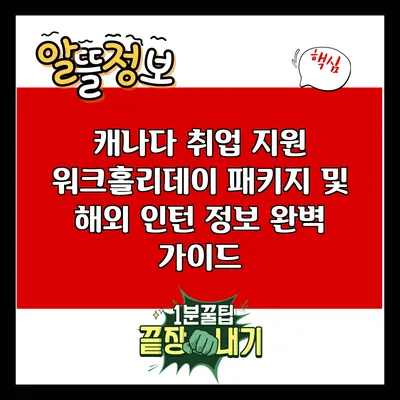 캐나다 취업 지원 워크홀리데이 패키지 및 해외 인턴 정보 완벽 가이드