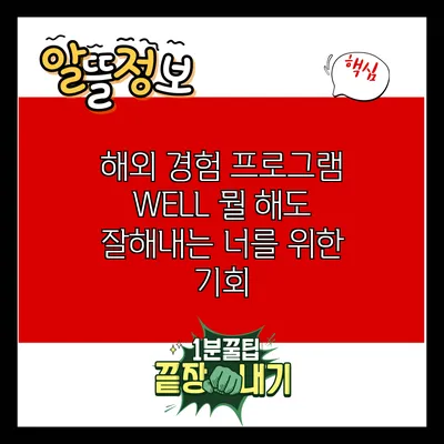 해외 경험 프로그램 WELL: 뭘 해도 잘해내는 너를 위한 기회