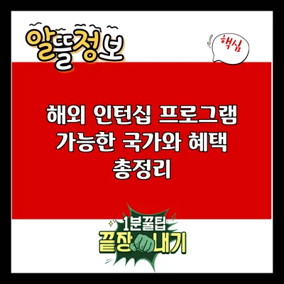 해외 인턴십 프로그램: 가능한 국가와 혜택 총정리