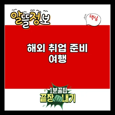 해외 취업 준비: 여행