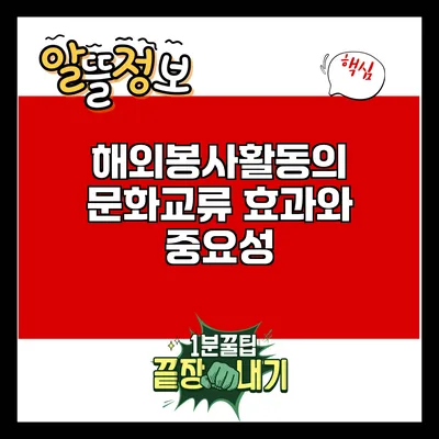 해외봉사활동의 문화교류 효과와 중요성