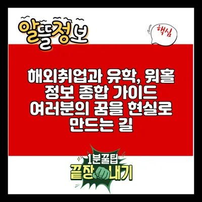 해외취업과 유학, 워홀 정보 종합 가이드: 여러분의 꿈을 현실로 만드는 길